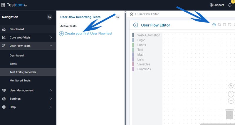 Screenshot 1 - Click the plus icon to create a new recording